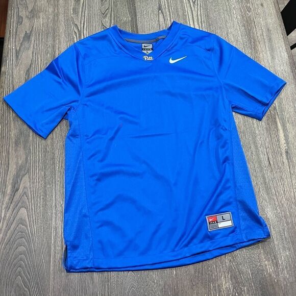 NWOT Nike Team Jersey Pittsburgh Pitt Panthers Short Sleeve V-Neck Blue Large - Picture 1 of 6